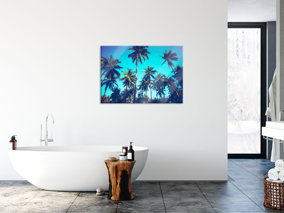 Tropische Palmen, Glasbild