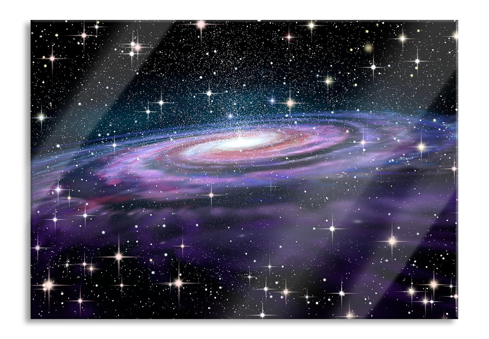 Spiralgalaxie im Weltall, Glasbild