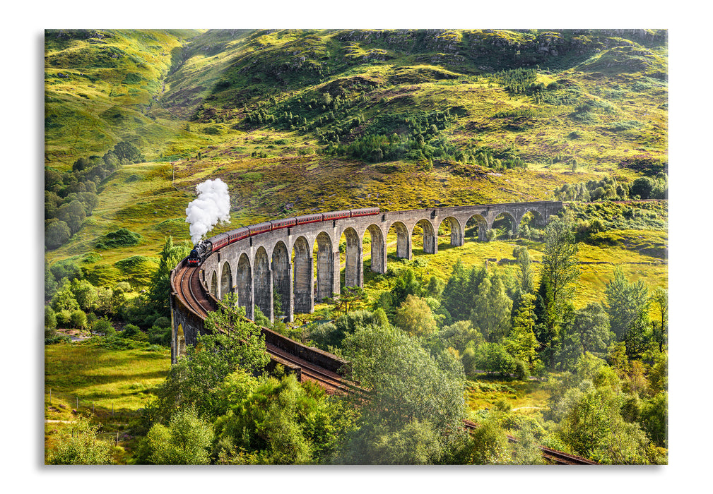 Pixxprint Eisenbahnviadukt in Schottland, Glasbild