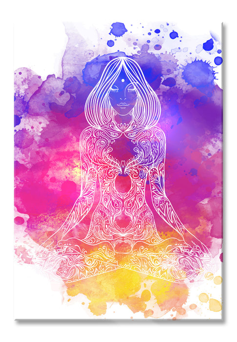 Lotushaltung Yoga, Glasbild