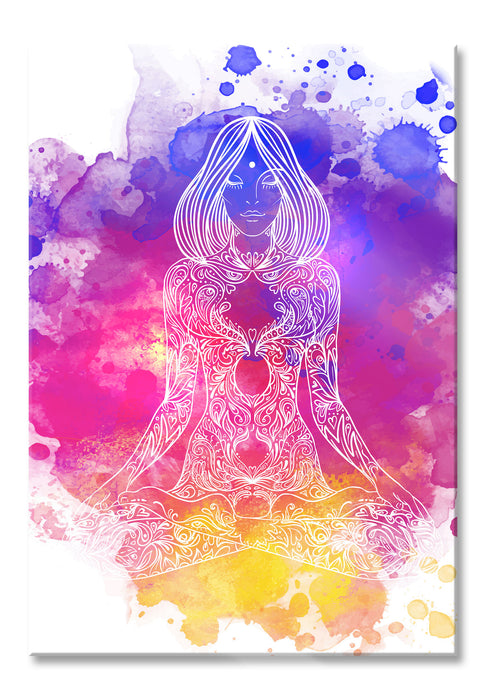 Pixxprint Lotushaltung Yoga, Glasbild