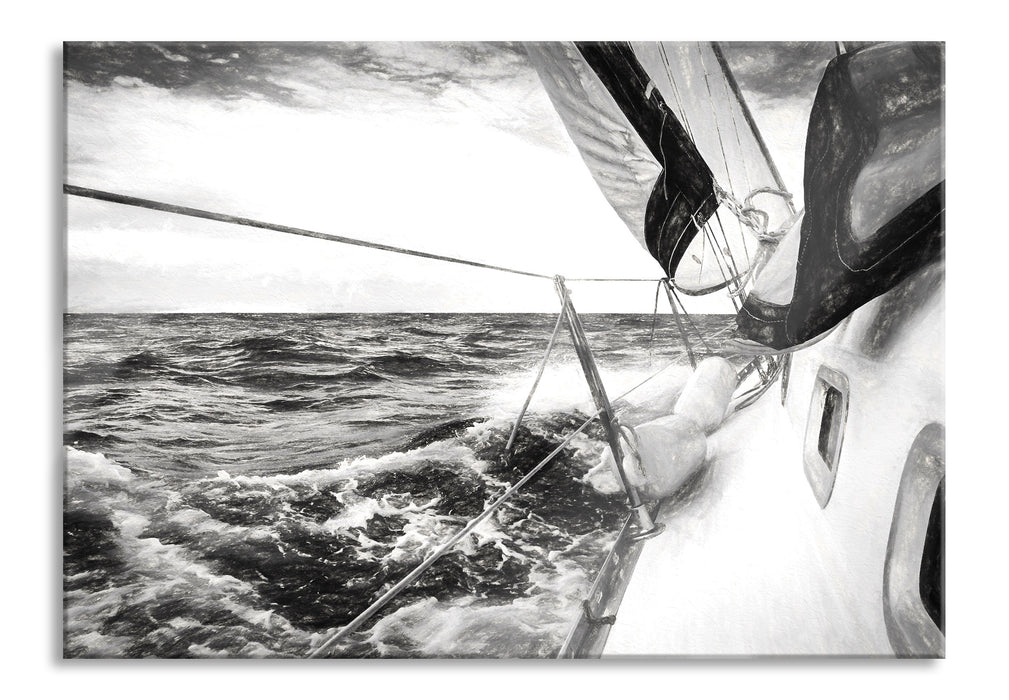 Die weißen Segel der Yacht Kunst, Glasbild