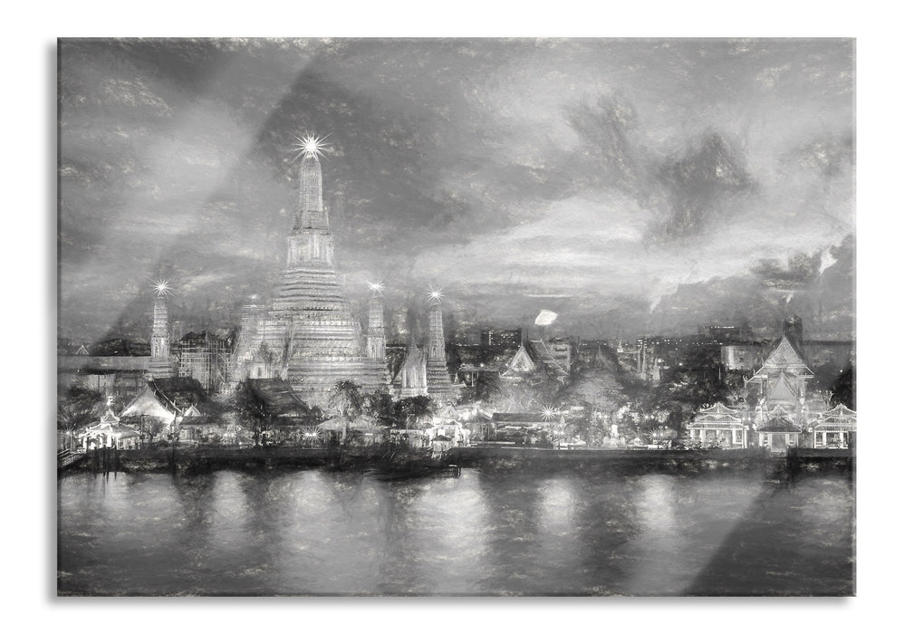 Pixxprint Tempel Bangkok Thailand, Glasbild
