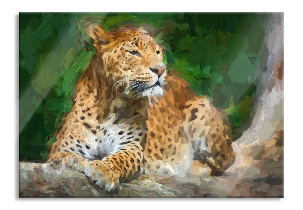 Leopard in der Natur, Glasbild