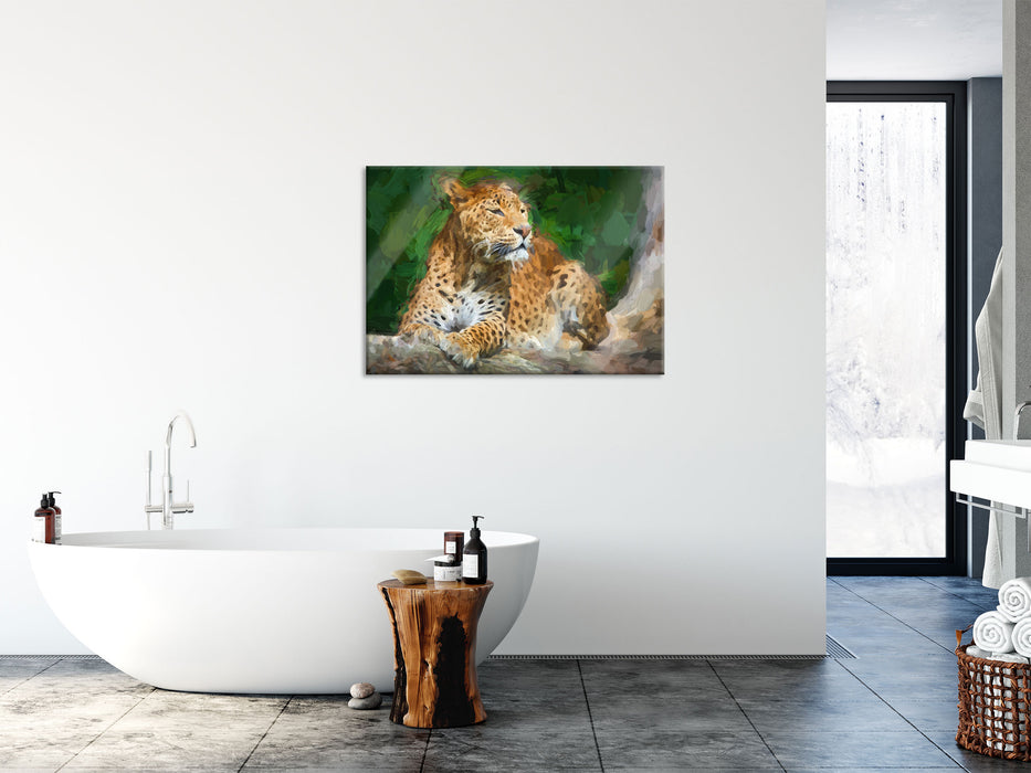 Leopard in der Natur, Glasbild