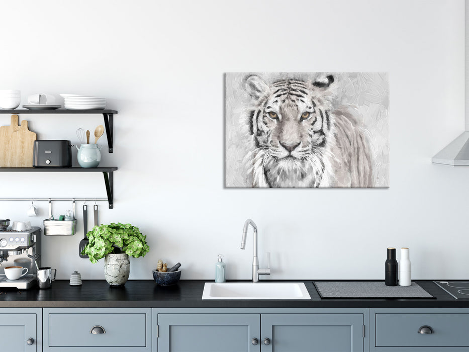 Tiger in, Glasbild