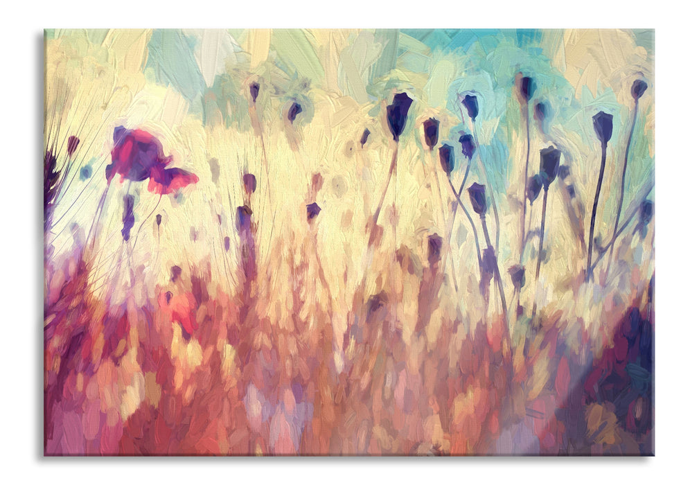 Pixxprint Mohn im Weizenfeld Kunst, Glasbild