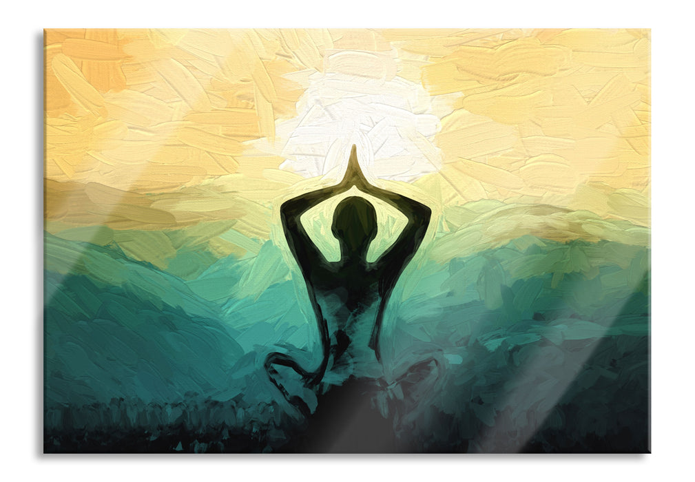 Pixxprint Yoga und Meditation, Glasbild