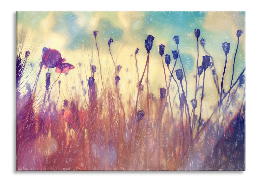 Mohn im Weizenfeld, Glasbild