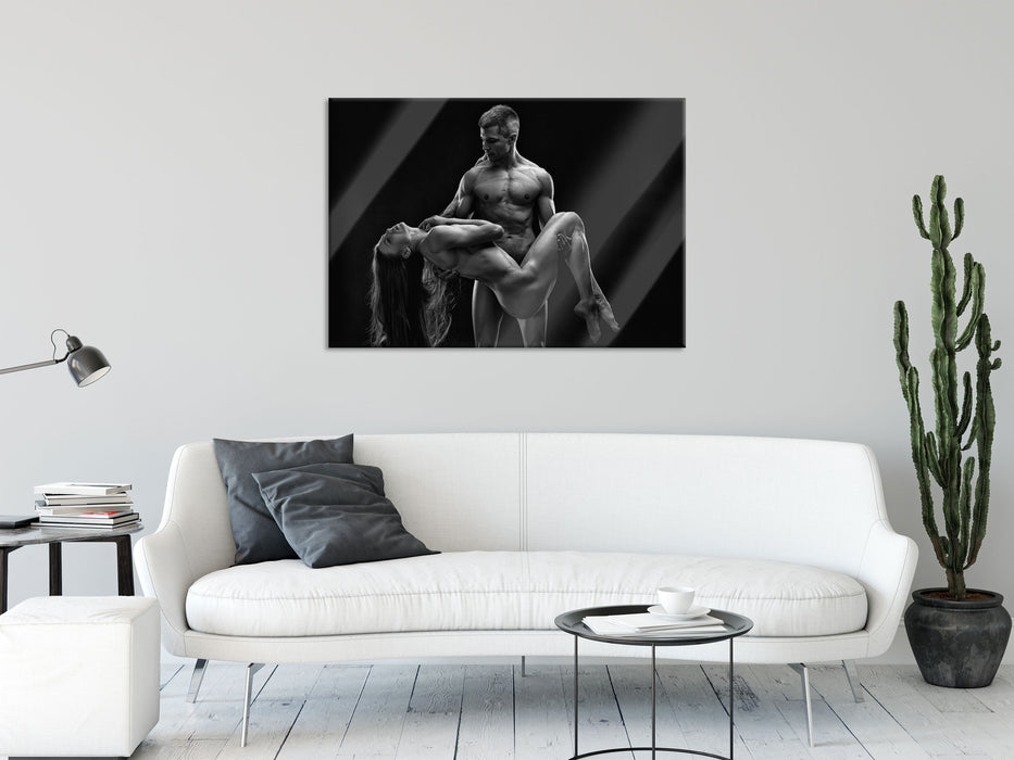 Nude sexy Paar Kunst B&W, Glasbild