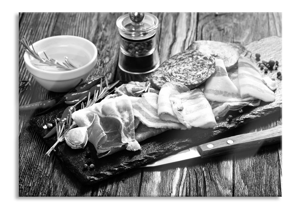 Antipasti Wurstsorten, Glasbild