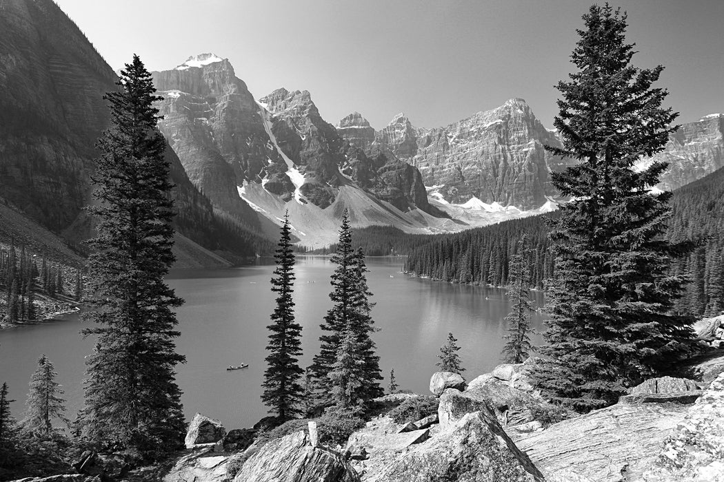 Moraine Lake kanadische Berge, Glasbild