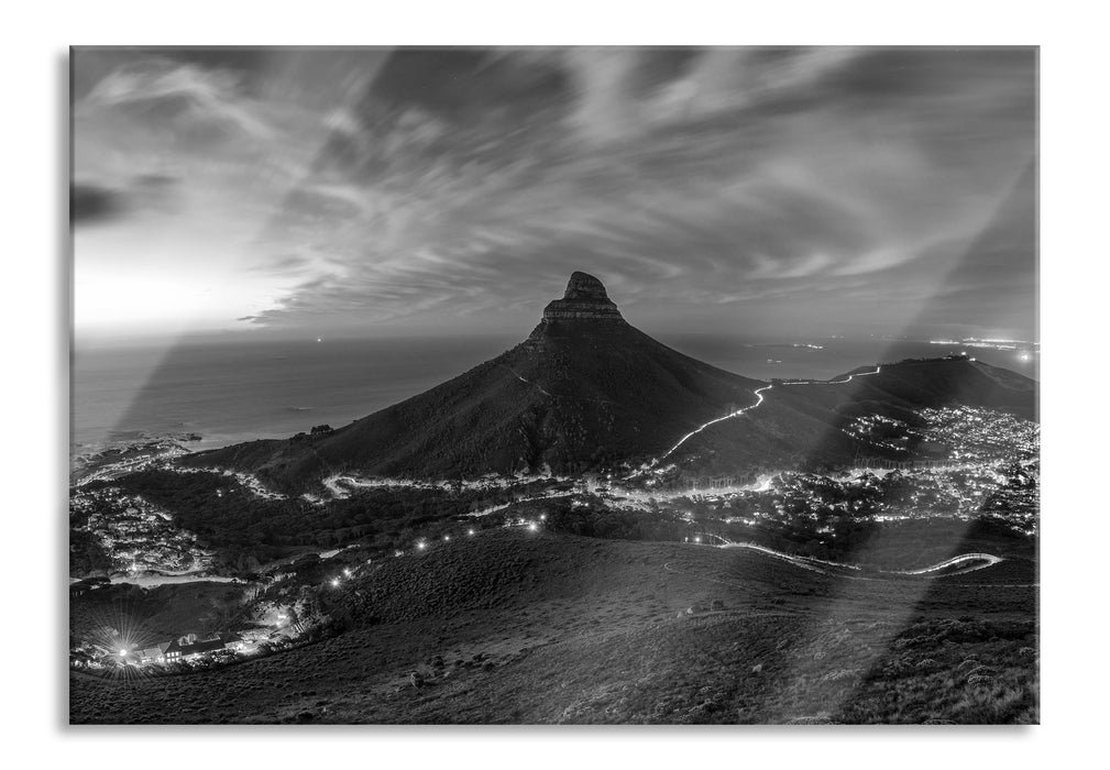 Pixxprint Kapstadts Löwenkopf, Glasbild