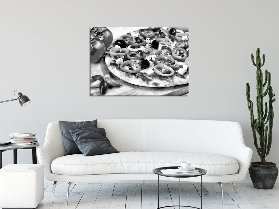 Pizza Salami Italien Italy, Glasbild