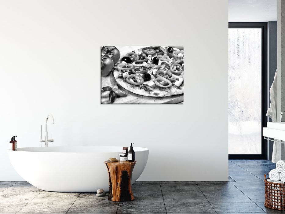 Pizza Salami Italien Italy, Glasbild