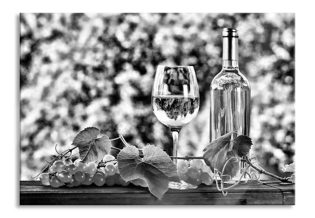 Wein und Weintrauben, Glasbild