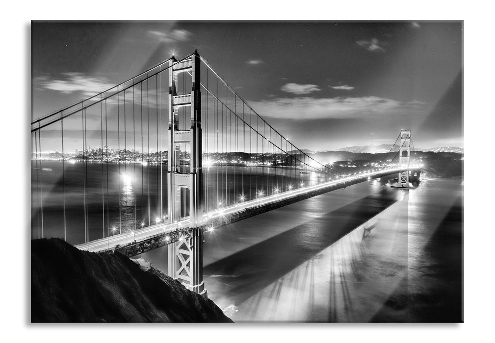 Pixxprint Golden Gate Bridge bei Nacht, Glasbild