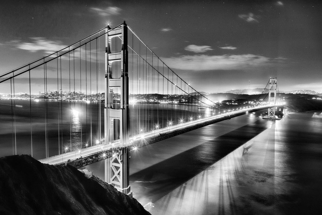 Golden Gate Bridge bei Nacht, Glasbild