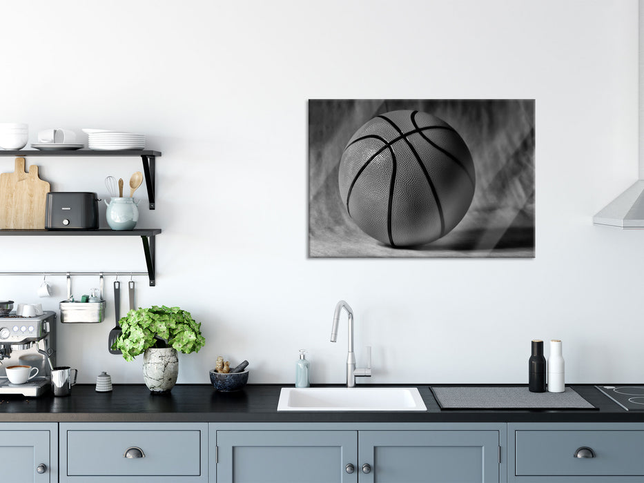 Basketball schwarzer Hintergrund, Glasbild