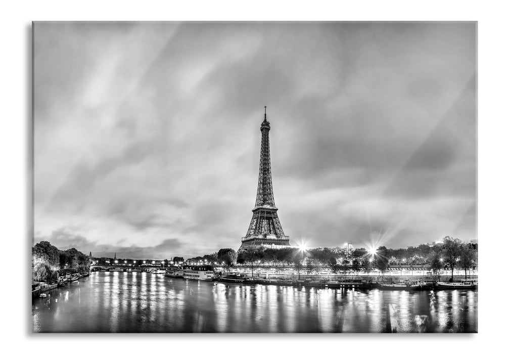 Pixxprint Eifelturm Paris bei Nacht, Glasbild