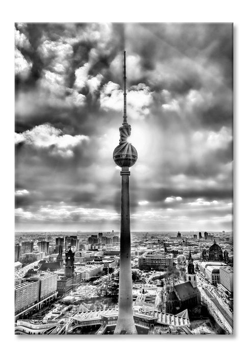 Pixxprint Großstadt Fernsehturm Berlin City, Glasbild