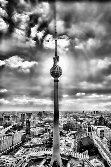 Großstadt Fernsehturm Berlin City, Glasbild