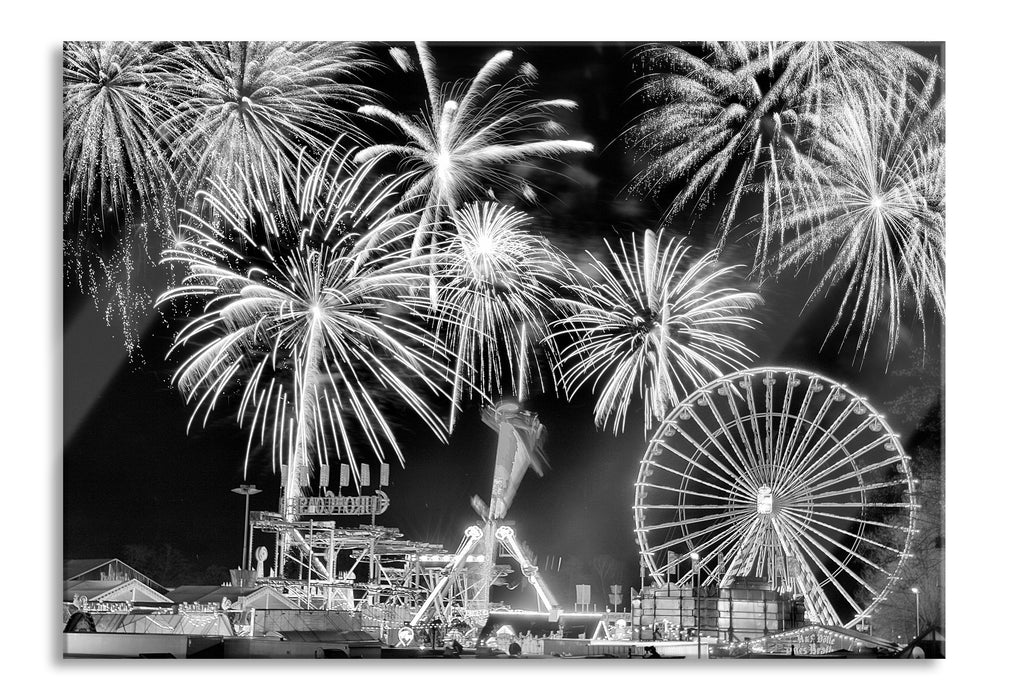 Pixxprint Silvester Feuerwerk, Glasbild