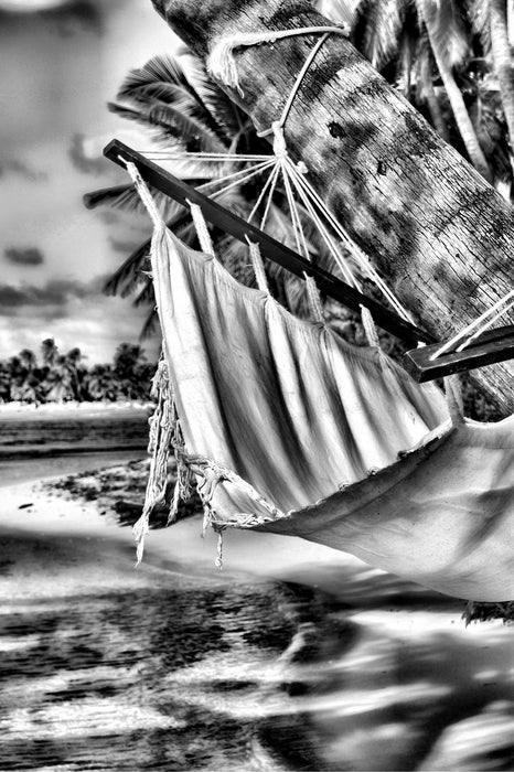 Malediven Palme Strand Sonne, Glasbild