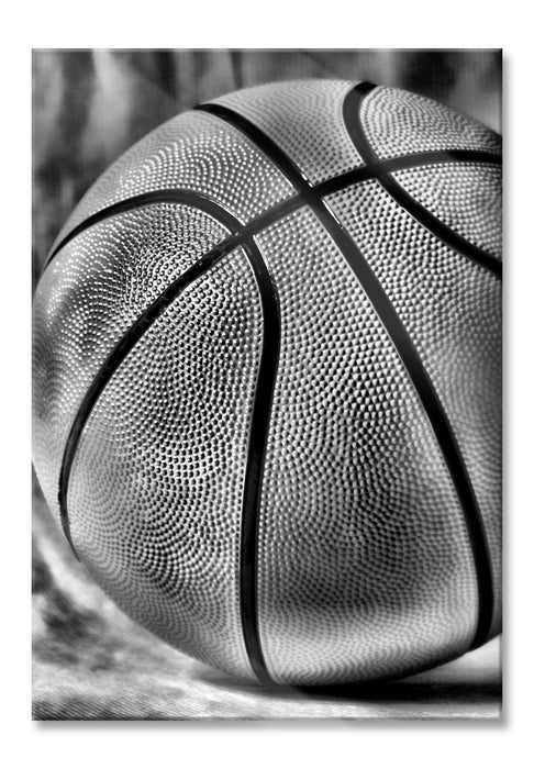 Pixxprint Basketball schwarzer Hintergrund, Glasbild