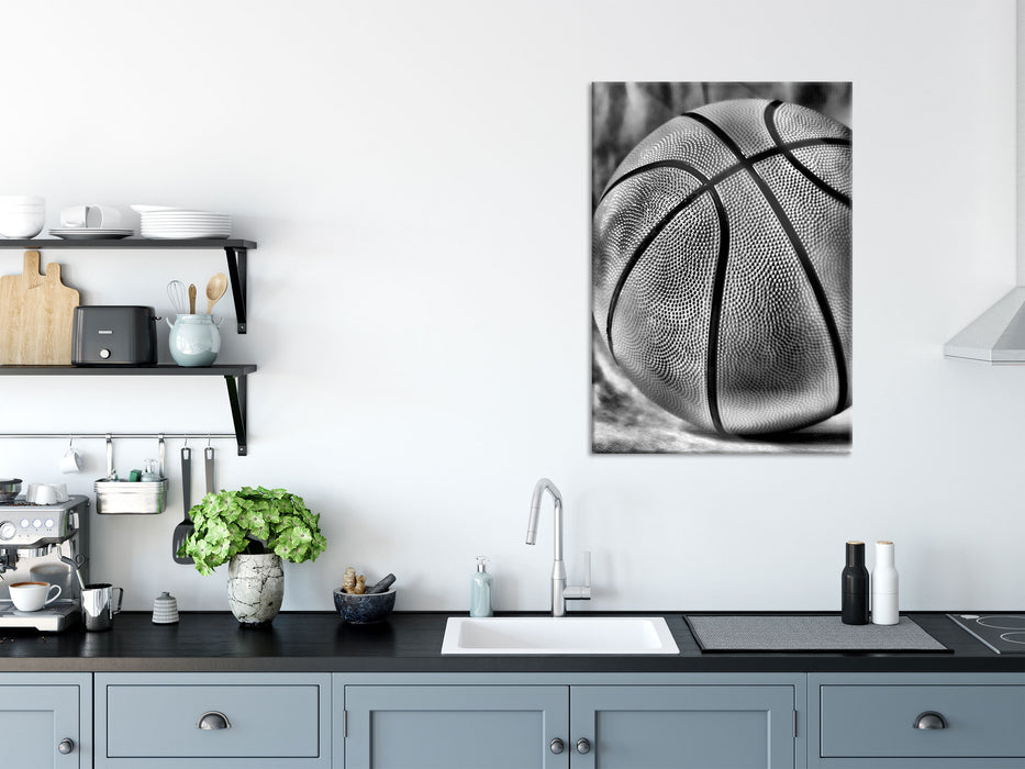 Basketball schwarzer Hintergrund, Glasbild