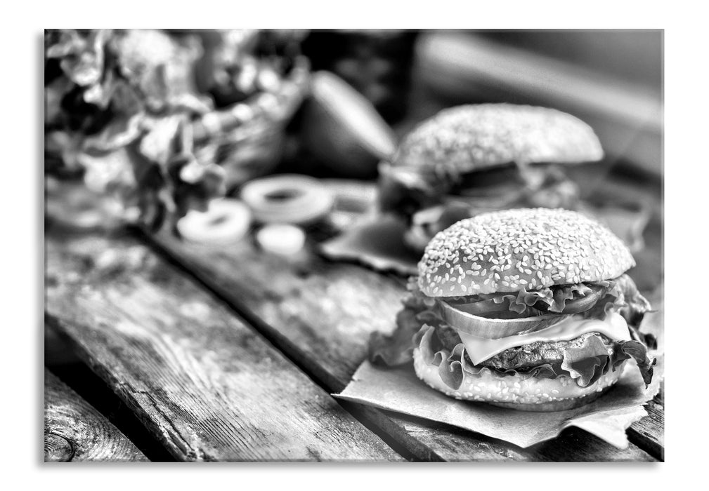 Pixxprint Leckere Burger, Glasbild