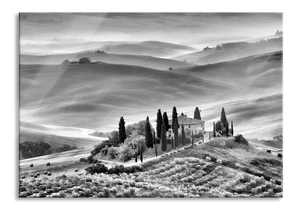 Wunderschöne Toskana Landschaft, Glasbild