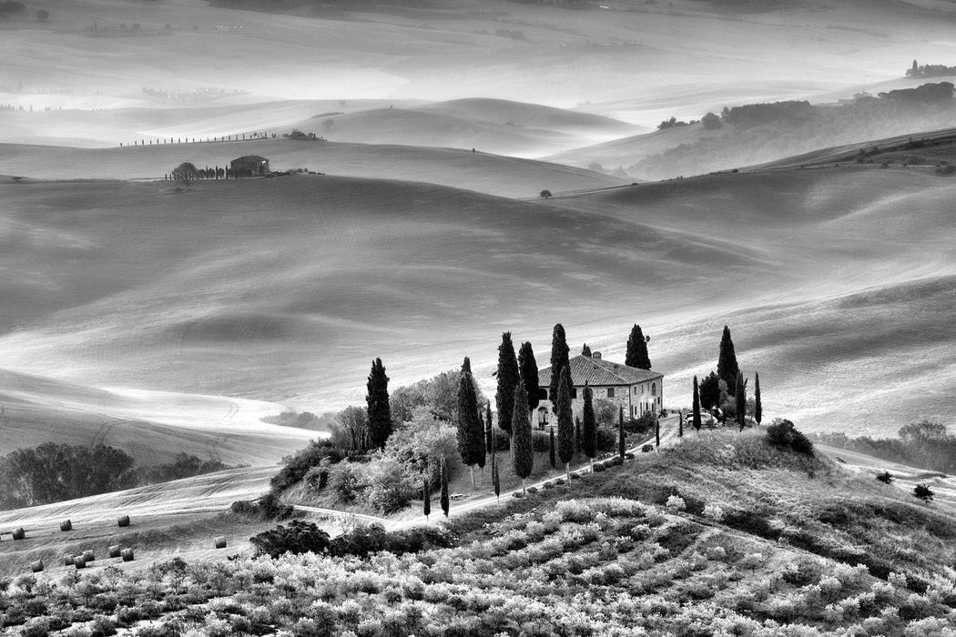 Wunderschöne Toskana Landschaft, Glasbild