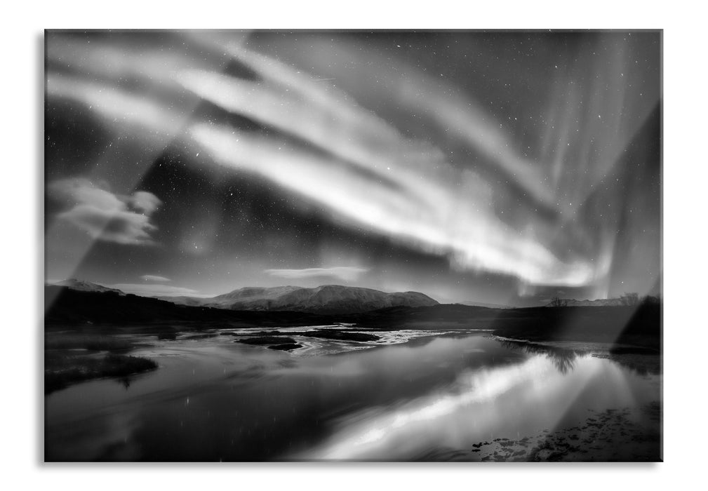 Pixxprint Polarlichter in Skandinavien, Glasbild