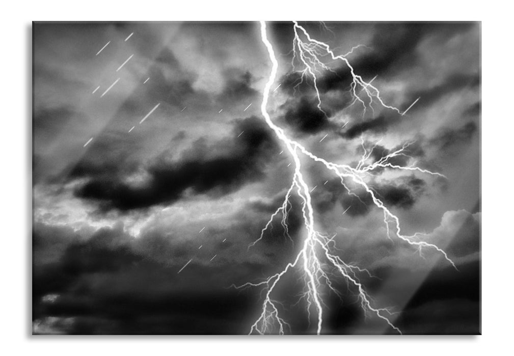 Pixxprint Blitz am Gewitterhimmel, Glasbild