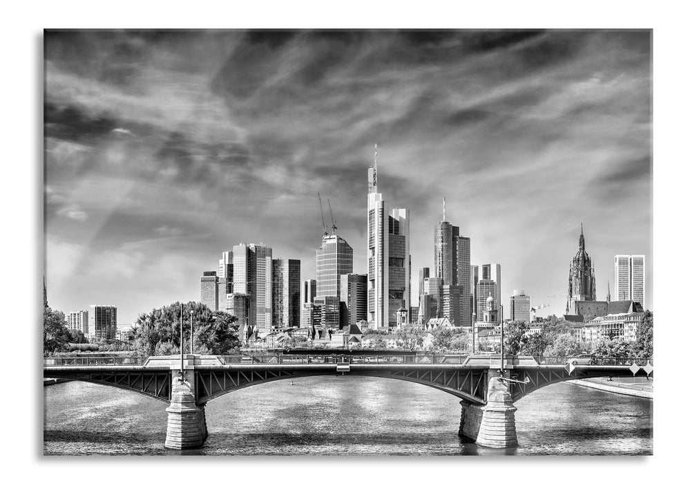 Pixxprint Skyline von Frankfurt am Main, Glasbild