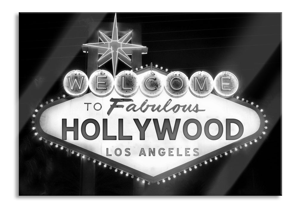 Pixxprint Hollywood Ortseingangsschild, Glasbild