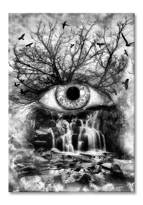 Pixxprint Auge verbunden mit Natur, Glasbild