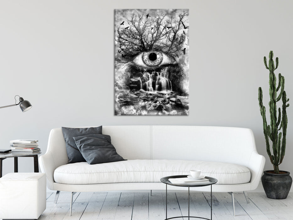 Auge verbunden mit Natur, Glasbild