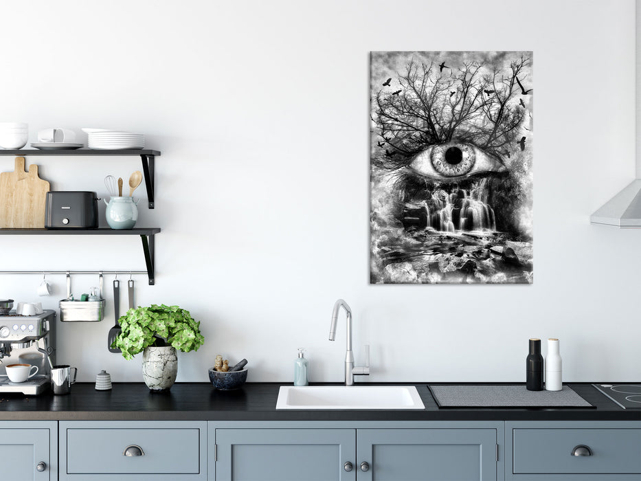 Auge verbunden mit Natur, Glasbild