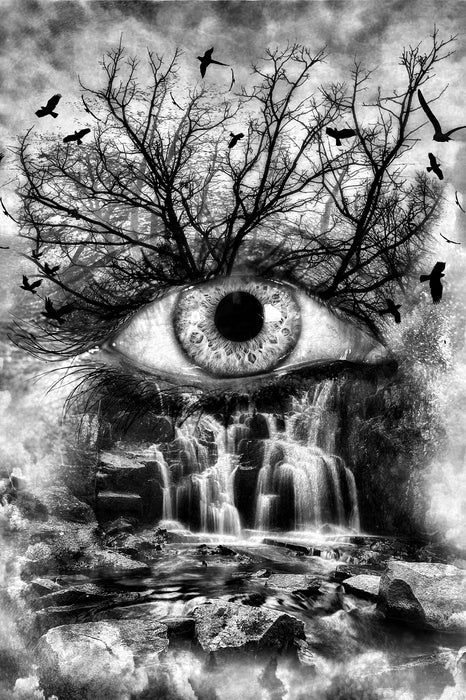 Auge verbunden mit Natur, Glasbild