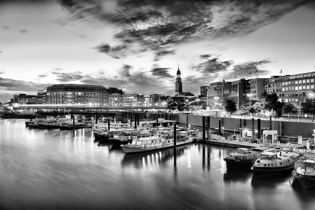 Hamburger Hafen am Abend, Glasbild