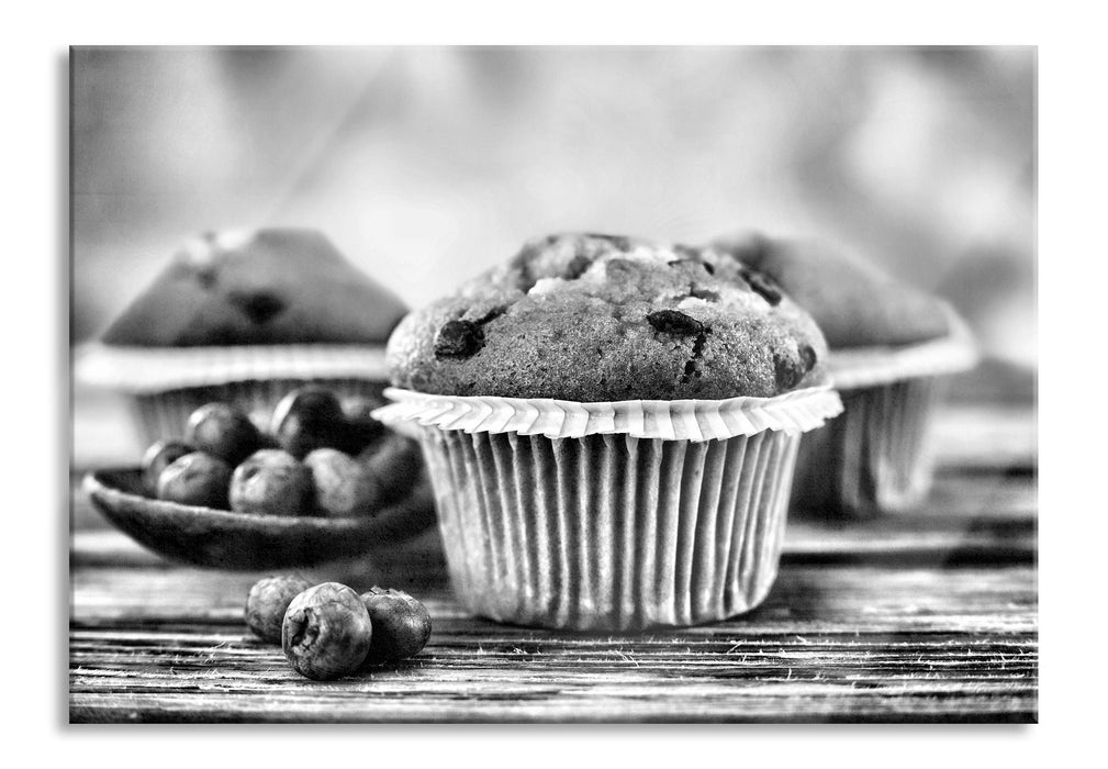 Pixxprint Muffins Blaubeeren, Glasbild