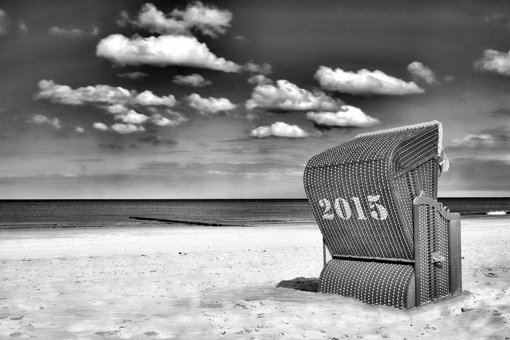 Strandkorb an der Nordsee, Glasbild