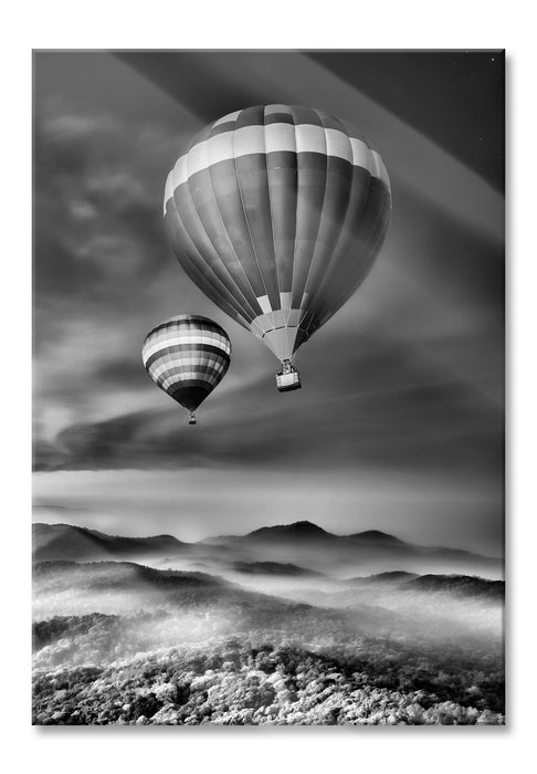 Pixxprint Heiß Luftballons Alpen, Glasbild