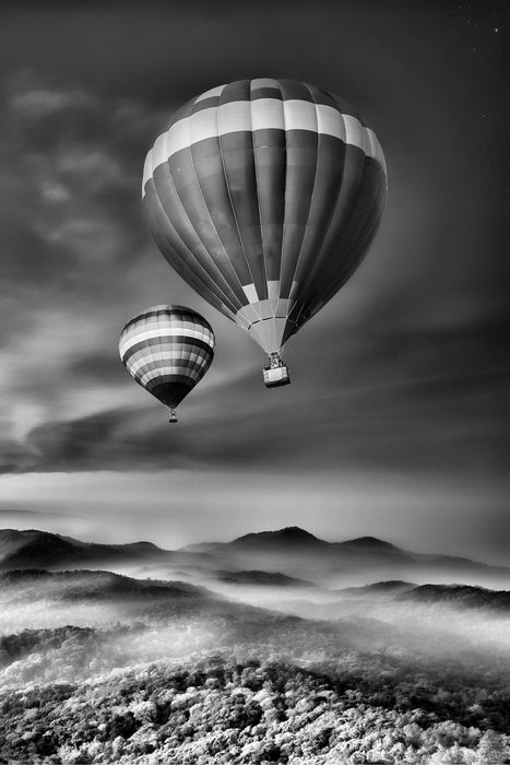 Heiß Luftballons Alpen, Glasbild