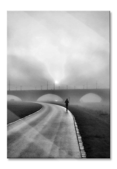 Läufer im Morgengrauen, Glasbild