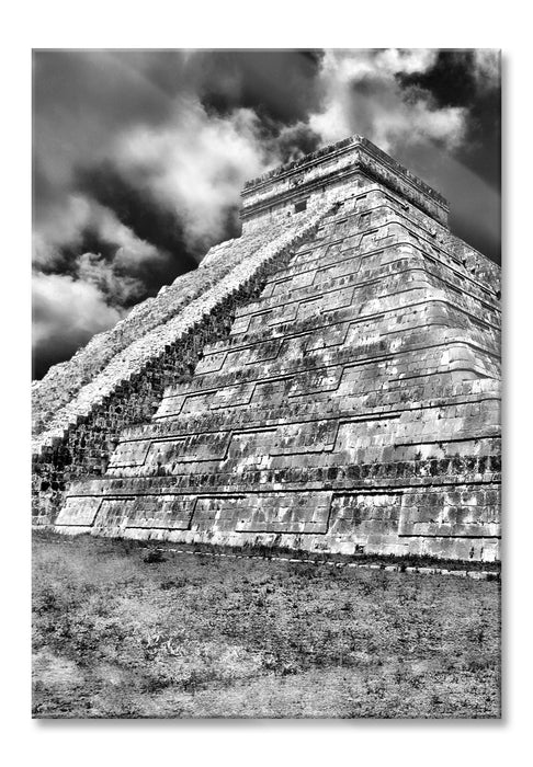 Pixxprint Schöner Maya Tempel in Mexiko, Glasbild