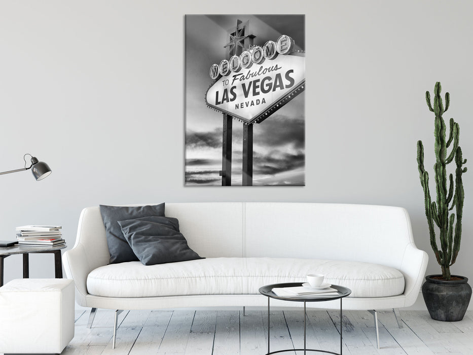 Las Vegas Schild in der Dämmerung, Glasbild