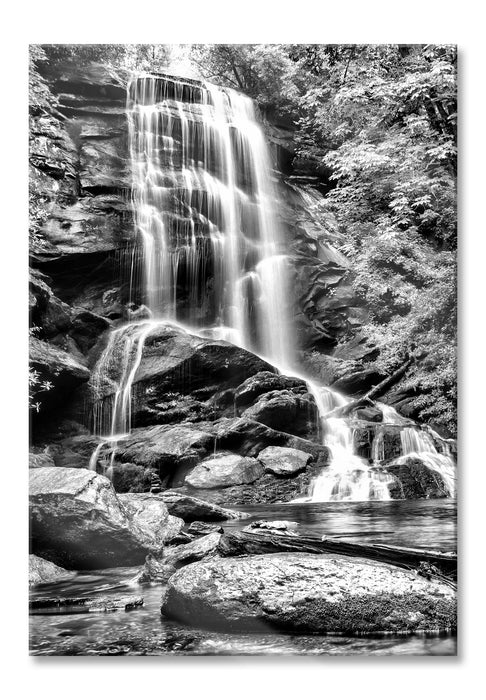 Pixxprint tropischer Wasserfall, Glasbild